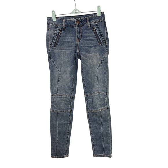 American Eagle Outfitters Jegging Ankle Super Stretch Jeans 0 Regular Blue Denim - Picture 1 of 4